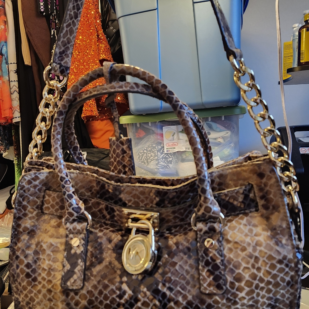 Michael Kors Python Snake Print Shoulder Bag with Luxurious Texture - LIKE NEW !